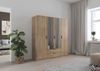 Rauch Möbel Lagoa, Kleiderschrank, Garderobe für Schlafzimmer, Kinderzimmer, Jugendzimmer 4-türig mit Spiegel, 2 Schubladen, Farbe Eiche Sonoma, Holz, Breite 181 cm Bild 2