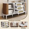Sideboard mit Rattanschubladen & verstellbaren Einlegeböden, 140,5 x 40 x 76 cm, Weiß/holzfarben Bild 5