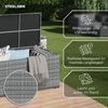 STEELSØN 'Serion' XXL Polyrattan Aufbewahrungsbox 615 Liter, grau-meliert, 155x73x61 cm, wetterfest, Auflagenbox mit Innentasche Bild 4