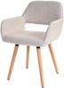 6er-Set Esszimmerstuhl HWC-A50 II, Stuhl Küchenstuhl, Retro 50er Jahre Design ~ Textil, creme/grau, helle Beine Bild 3
