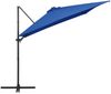 Sonnenschirm, Ampelschirm, Gartenschirm mit LED-Beleuchtung Stahl-Mast 250x250 cm Azurblau Bild 4