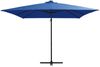 Sonnenschirm, Ampelschirm, Gartenschirm mit LED-Beleuchtung Stahl-Mast 250x250 cm Azurblau Bild 2