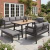 Merax Gartenlounge-Set, 9-Sitzer Gartenmöbelset Ecksofa mit Tisch & Hocker, geflochtenes Seil, Grau Bild 5