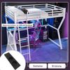 Hochbett, 90*200cm , Mit LED-Leuchten, Computerkonsolenablage, Schreibtisch, Steckdose+USB, Geländer, Treppe, ohne Matratze, Weiß Bild 2