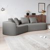 Chenille Sofa 3-Sitzer mit geschwungenem Design,Großes bequemes Sofa ohne Montage, weicher Stoff, hochelastische Polsterung,Hellgrau Bild 4