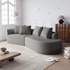 Chenille Sofa 3-Sitzer mit geschwungenem Design,Großes bequemes Sofa ohne Montage, weicher Stoff, hochelastische Polsterung,Hellgrau Bild 2