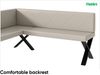 MEBLINI Eckbank für Esszimmer mit ausziehbarem Tisch - Küchenbank - Essecke - Sitzecke Küche - ERIC - X-Beine 128x168x87cm Links - Beige Kunstleder/M Weiß Matt Bild 5