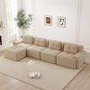 Modulares Sofa aus Cord, 4-Sitzer mit L-förmiger Chaiselongue, tiefem Sitz, 382 x 177 x 69 cm, Beige Bild 3