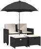 vidaXL Gartensofa 2-Sitzer Sonnenschirm und Hocker Schwarz Poly-Rattan 365882 Bild 2