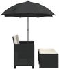 vidaXL Gartensofa 2-Sitzer Sonnenschirm und Hocker Schwarz Poly-Rattan 365882 Bild 5
