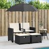 vidaXL Gartensofa 2-Sitzer Sonnenschirm und Hocker Schwarz Poly-Rattan 365882 Bild 3