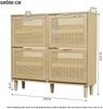 Schuhschrank 100x25x90 cm mit Rattan-Türen und Eichenoptik, platzsparend für Flur & Diele, Oak Bild 4
