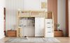 Novelux Hochbett 90x200 mit Schrank und Schreibtisch – Stabiles Multifunktionsbett aus Kiefernholz in Holzfarbe, inkl, Treppe & Stauraum, 120kg Belastbarkeit Bild 5