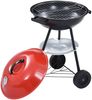 vidaXL Tragbarer Holzkohlegrill mit Rädern, Stahl Schwarz und Rot, 44cm Bild 4