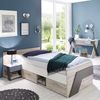 FMD Möbel - NONA 1 - Bett mit 2 SK - melaminharzbeschichtete Spanplatte - Sandeiche Nb/weiß/Lava - 204,5 x 69,5 x 96cm Bild 5
