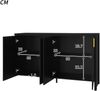 Sideboard 140x80x38 cm, 4 Türen mit verstellbaren Einlegeböden, schwarz mit goldenen Griffen Bild 3