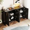 Sideboard 140x80x38 cm, 4 Türen mit verstellbaren Einlegeböden, schwarz mit goldenen Griffen Bild 4