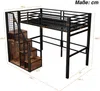 Hochbett mit Rausfallschutz, Treppe, Lattenrost und Regal, 90x200 cm, Metallbett, Jugendbet Bild 4