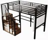 Hochbett mit Rausfallschutz, Treppe, Lattenrost und Regal, 90x200 cm, Metallbett, Jugendbet Bild 5