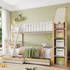 Etagenbett mit 2 Liegeflächen, Leiter, Regal, Schrank und Lattenrost, 90x200cm/140x200cm, Kinderbett mit Rausfallschutz, Hausbett Bild 3