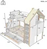 Etagenbett mit 2 Liegeflächen, Leiter, Regal, Schrank und Lattenrost, 90x200cm/140x200cm, Kinderbett mit Rausfallschutz, Hausbett Bild 5