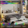 Furnishings Home Polsterbett Stauraumbett Doppelbett LED (Multifunktionsbett, Mehr als 6000 Farben), LED-Beleuchtung mit Seitenflügeln, 3 Schubladen, Samt, 160x200 cm Bild 3