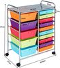 Rollwagen mit 15 stapelbaren Schubladen Rollcontainer Beistellwagen Bunt/Gelb 62,5 x 37 x 87 cm-Bunt Bild 2