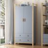 HAUSS SPOLE Kleiderschrank mit Schubladen Kinderkleiderschrank Drehtürenschrank mit Kleiderstange Bild 3