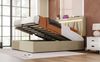 Polsterbett, Leinen mit LED & USB-Anschluss/Typ C, Stauraum & Lattenrost, 160x200 cm, Beige, ohne Matratze Bild 5