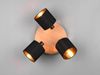 LED Deckenstrahler 3-flammig Holz & Stoffschirme Schwarz Gold, Ø 25cm Bild 5