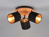 LED Deckenstrahler 3-flammig Holz & Stoffschirme Schwarz Gold, Ø 25cm Bild 3