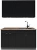 Singleküche Fame-Line Schwarz gestreift/Anthrazit 140 cm , AP Eiche Vicco Bild 1