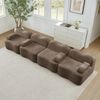 4-Sitzer Sofa 384x98x70 cm aus Samtstoff rahmenlos modular, braun Bild 3