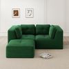 Flieks 2-Sitzer Modulares Sofa mit Hocker, Cloud Sofa Cord rahmenlos, Lounge Sofa bodennah, mit breiten Armlehnen, Grün Bild 2