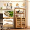 COSTWAY Bücherregal, Bambus mit Lamellentüren, Vorratsschrank 60x33x116cm Bild 3