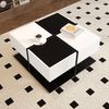 Couchtisch 70 x 70 x 35,5 cm mit 2 Schubladen – quadratischer Wohnzimmertisch in Schwarz und Weiß Bild 2