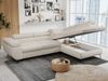 Mks Möbel 'Peter L-form' Ecksofa mit Bettfunktion, Bettkasten & einstellbaren Kopfstützen, Hellbeige, Mikrofaser, rechts Bild 3