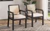 Esszimmerstuhl 57 x 56 x 83 cm aus Velours mit PE-Rattan-Rückenlehne und Gummibaumholz, 6er-Set Bild 5