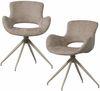 Esszimmerstuhl Eliva 2er-Set, grober Samtbezug, modern drehbar, sandfarben, Metallgestell Bild 3