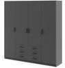 Spell Kleiderschrank B183cm 4 Türen 3 Schubladen matt grau Schlafzimmer Schrank Bild 2