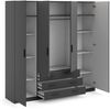 Spell Kleiderschrank B183cm 4 Türen 3 Schubladen matt grau Schlafzimmer Schrank Bild 4