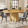KLAM HOME Esstisch Ausziehbarer Esstisch Runder Tisch Zu Oval Ausziehbar 158 Cm (Esszimmer Tisch Küchentisch Balkontisch Für Bis Zu 6 Personen), Massivholz Optik Esstisch Braun Mit Metallgestell Stabile Konstruktion Bild 4