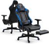 Gaming Stuhl Chair Racing mit Fußstütze und ergonomsichen 4D-Armlehnen Schwarz/Blau Bild 3