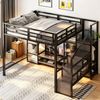 Novelux Hochbett 140x200 mit TV-Schrank & Steckdose – Metall MDF Schwarz, inkl, Stauraum-Treppe, Platzsparendes Loftbett für Jugendliche & Erwachsene Bild 2