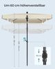 Songmics Sonnenschirm mit Aufbewahrungstasche, ohne Ständer, UPF 50+, Stahl / Polyester, Beige, 200 x 125 cm Bild 5
