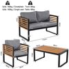 Celya Gartenlounge-Set Gartenmöbel-Set, mit 1 Sofas, mit esstisch, 2 Einzelstühle, 4 personen, (Hof, Außenbereich, Wohnzimmer, 1x2-Sitzer-Sofa, 2x Einzelstühle, 1x Tisch), mit verzinktem Eisenrahmen, dekorative Armlehnen aus Holz Bild 2