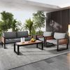 Celya Gartenlounge-Set Gartenmöbel-Set, mit 1 Sofas, mit esstisch, 2 Einzelstühle, 4 personen, (Hof, Außenbereich, Wohnzimmer, 1x2-Sitzer-Sofa, 2x Einzelstühle, 1x Tisch), mit verzinktem Eisenrahmen, dekorative Armlehnen aus Holz Bild 5