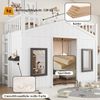 Bett 90x200 cm Etagenbett mit Treppe und Stauraum – Weiß/Grau, Kiefer+MDF Bild 5