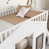 Bett 90x200 cm Etagenbett mit Treppe und Stauraum – Weiß/Grau, Kiefer+MDF Bild 4