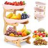 BlingBin Etagere Obst Etagere 3 Stöckig mit Bambus-Ständer, PP Obstschale, Holz, PP, (1er Set, 1-tlg, Produktmaße: 32 × 28 × 22,5 cm, Material: Holz, PP), Platzsparendes Obstkorb Etagere für Gemüse, Obst, Snacks, Beige Bild 4